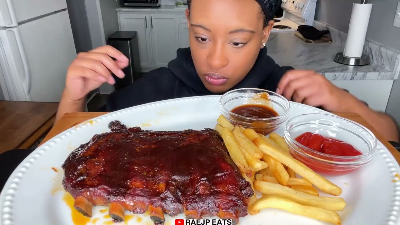 ASMR MUKBANG BBQ PORK RIBS & FRENCH FRIES MUKBANG ASMR 먹방 REAL EATING SOUND