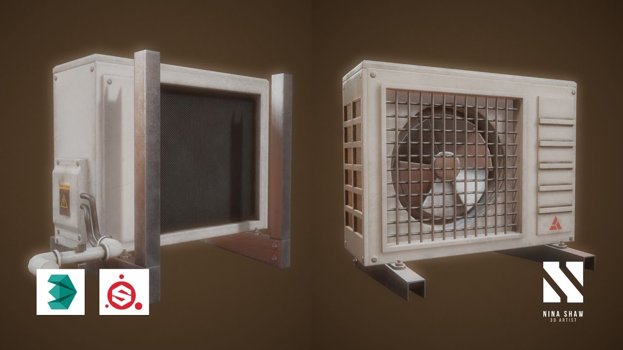 TIMELAPSE Game Asset Air Conditioner | Autodesk3dsMax/Substance Painter