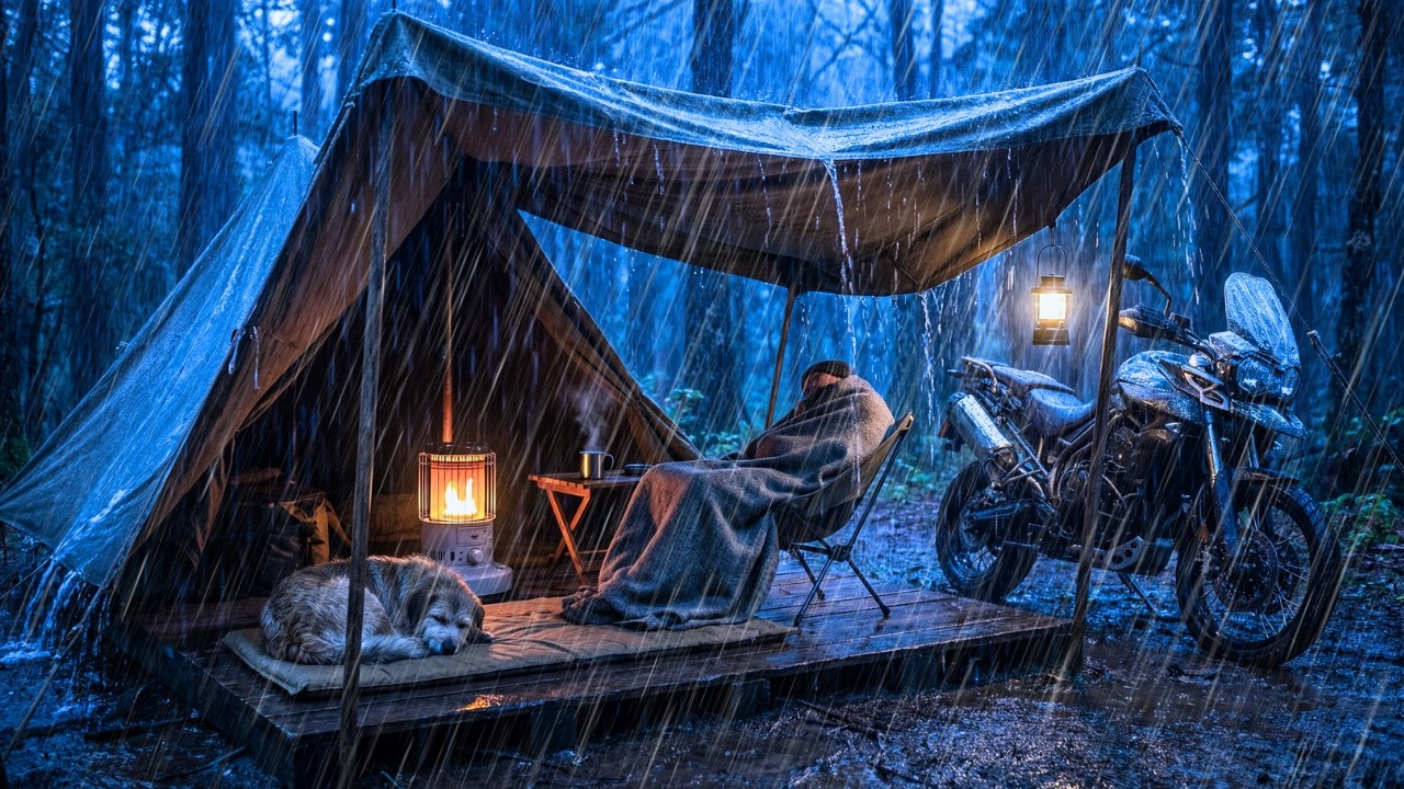 🔴 Tent in Heavy Rain and Strong Thunder Sounds for Sleeping | Deep White Noise for Sleeping