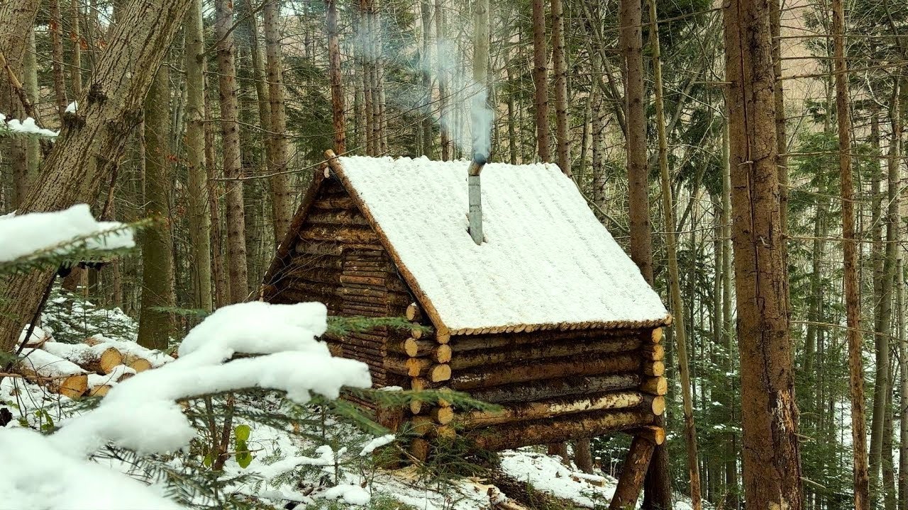 Building a Bushcraft Log Cabin for Survival in the Woods, Life Off The Grid