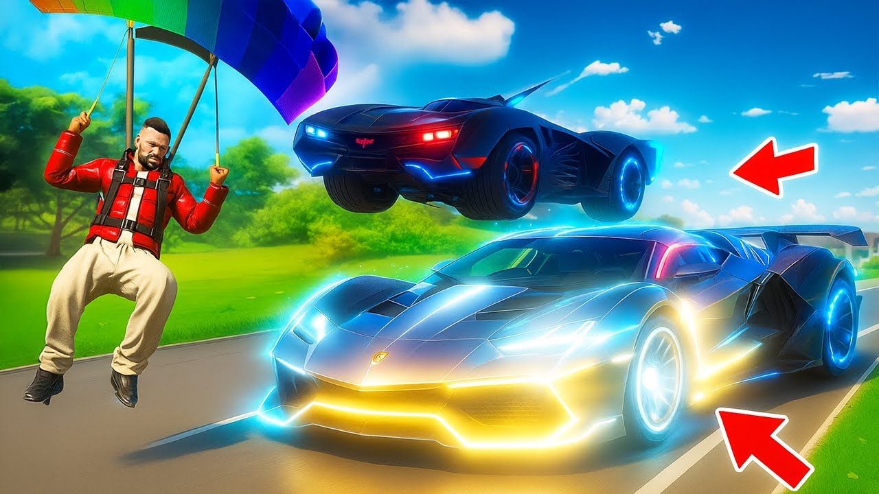ICH FLIEGE auf einen BATMAN OP BUGATTI in GTA 5! (Fallschirm Battle)