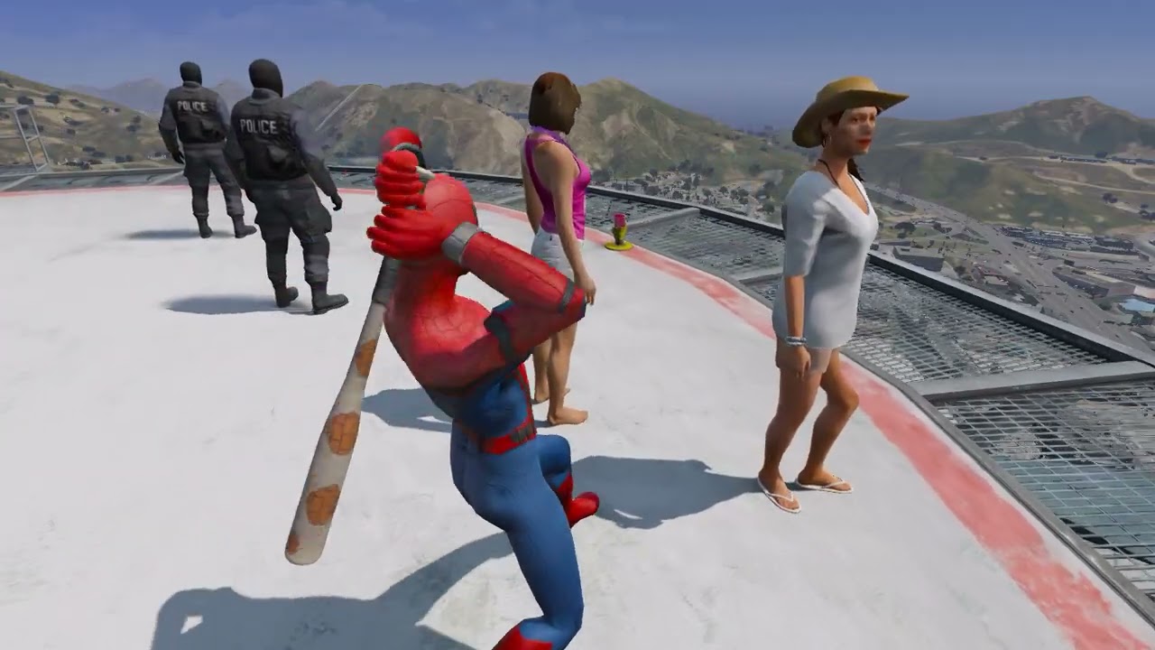Spiderman Style Bat Hits in SLOW MOTION! NPC Launch Challenge | GTA V