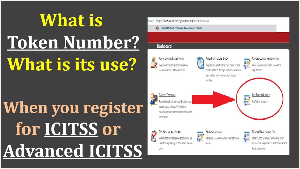 What is Token Number when you register for ICITSS or Advanced ICITSS?