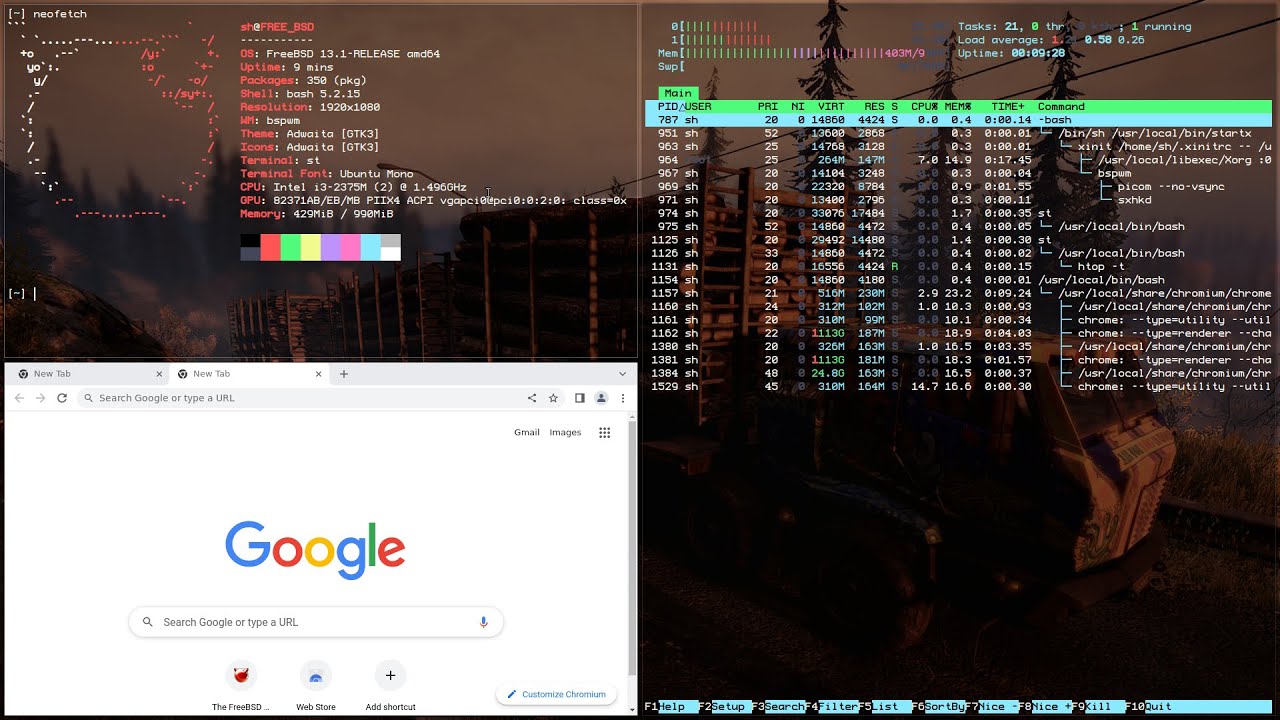 FreeBSD, how to install BSPWM and SXHKD.