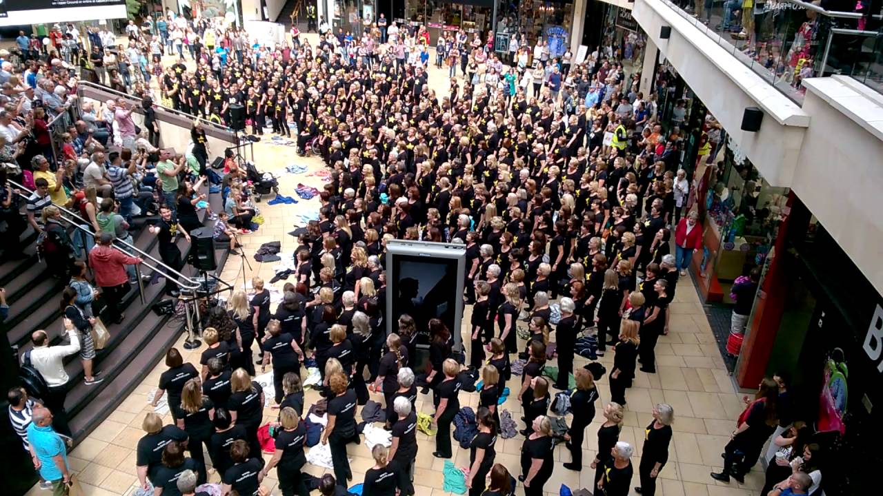 Rock Choir flash mob Bristol Cabot Circus shopping mall 12/6/16: A Little Respect, Mary's Prayer