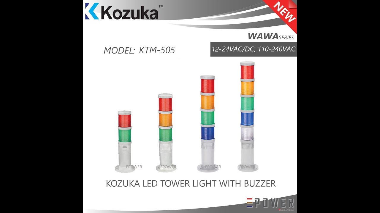 KOZUKA LED TOWER LIGHT WITH BUZZER WARNING 12-24VAC, 110-240VAC KTM505 2-5LAYER