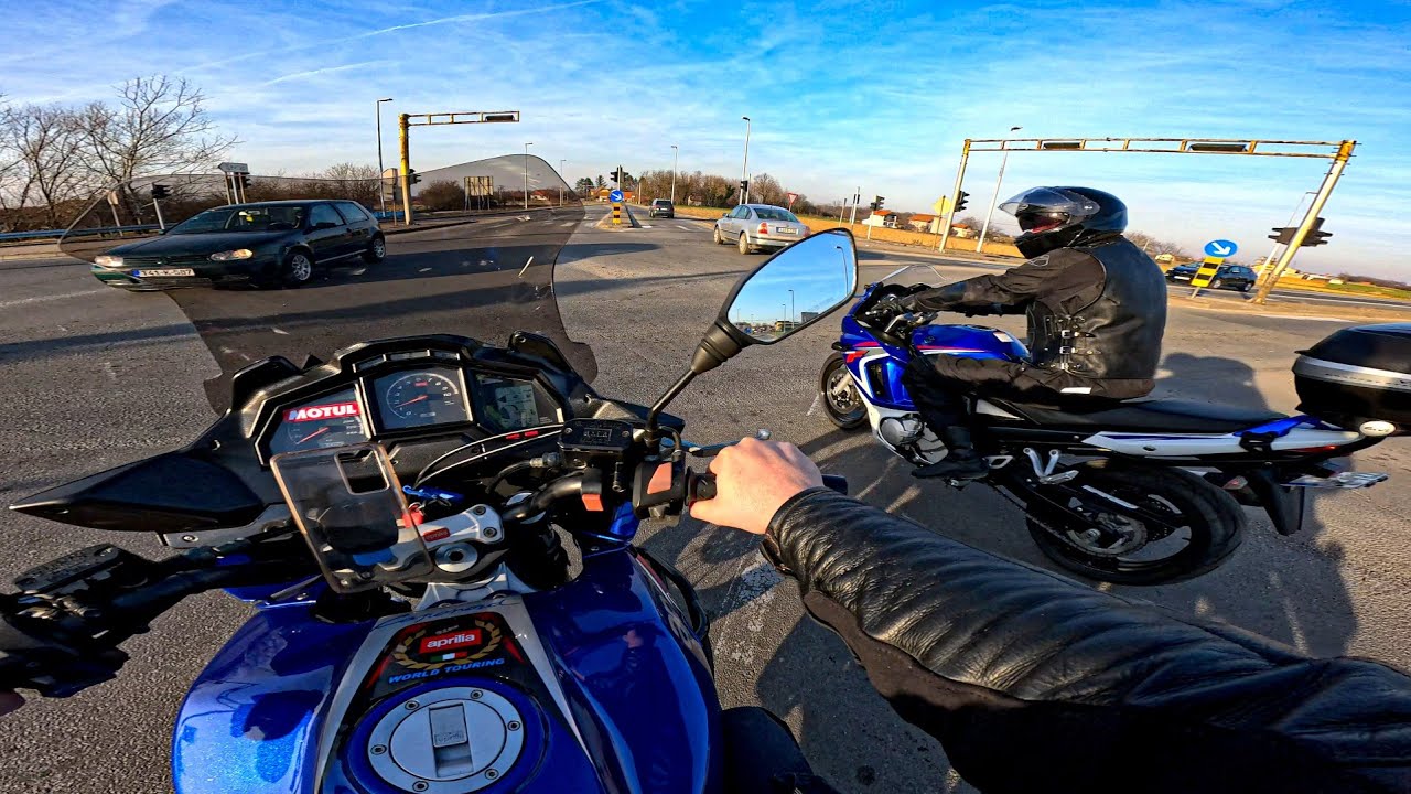 Aprilia Caponord Etv 1000 i Suzuki Gsx 650f gasanje high Speed hitting rev limiter Gopro Hero 12 4k