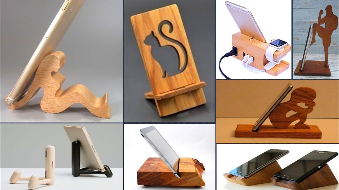 Homemade wooden phonfor desk | Cell phone holder idease stand