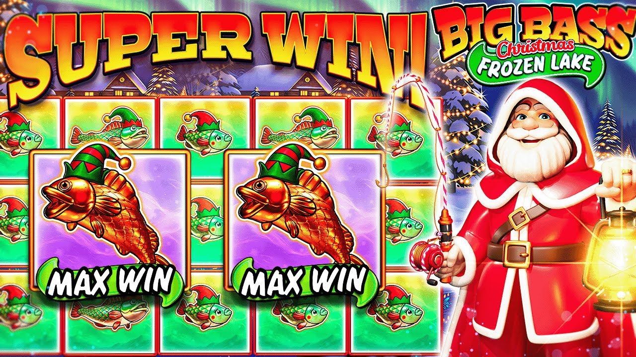 MAX WIN FISH TWICE ON BIG BASS CHRISTMAS FROZEN LAKE?!