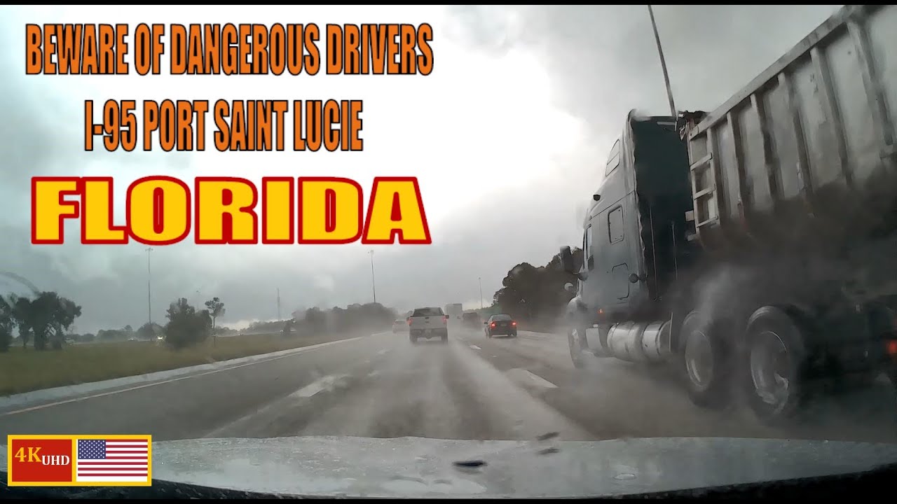 VIRTUAL DRIVE RAINING | BEWARE OF DANGEROUS DRIVERS | I-95 PSL FLORIDA | CANDY CHANNEL