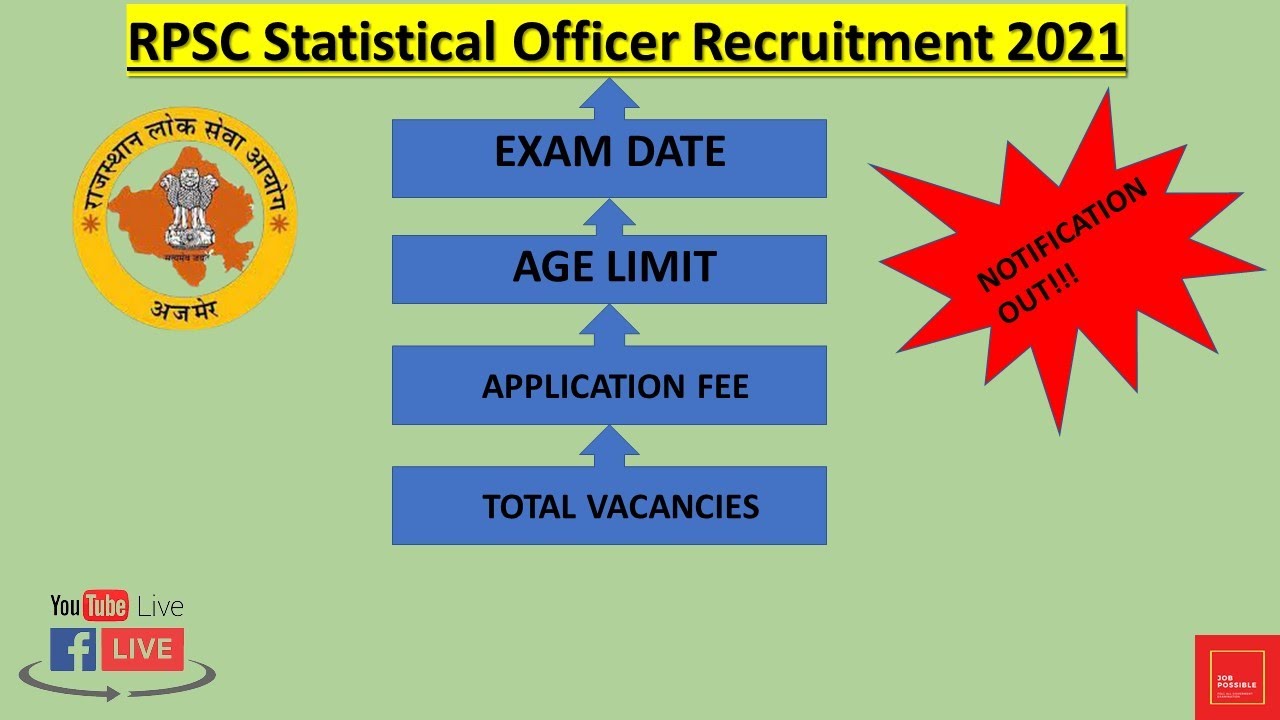 RPSC Statistical Officer Recruitment 2021 || Exam Date, Age Limit, Eligibility, etc. || #JobPossible