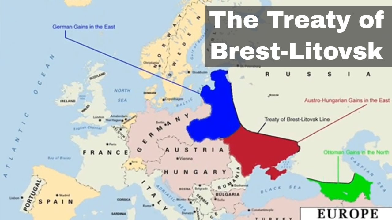 3rd March 1918: Treaty of Brest-Litovsk signed between Russia and the Central Powers