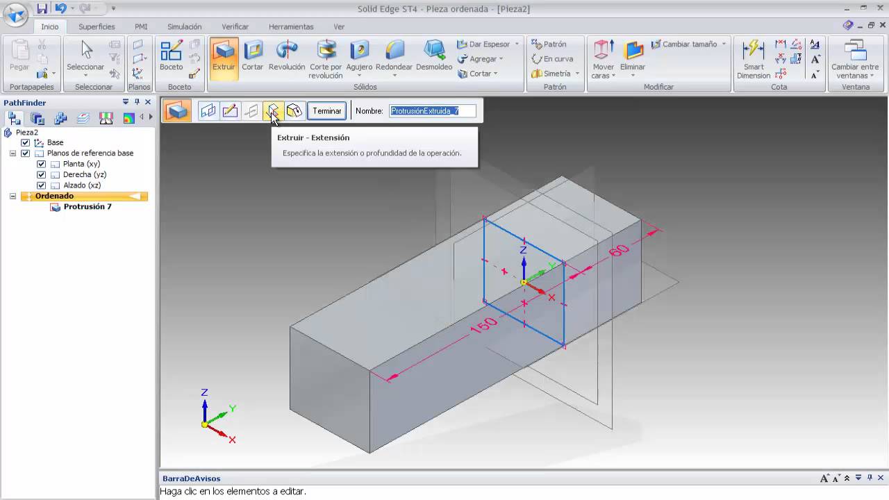 Extruir normal y a ambos lados en Solid Edge