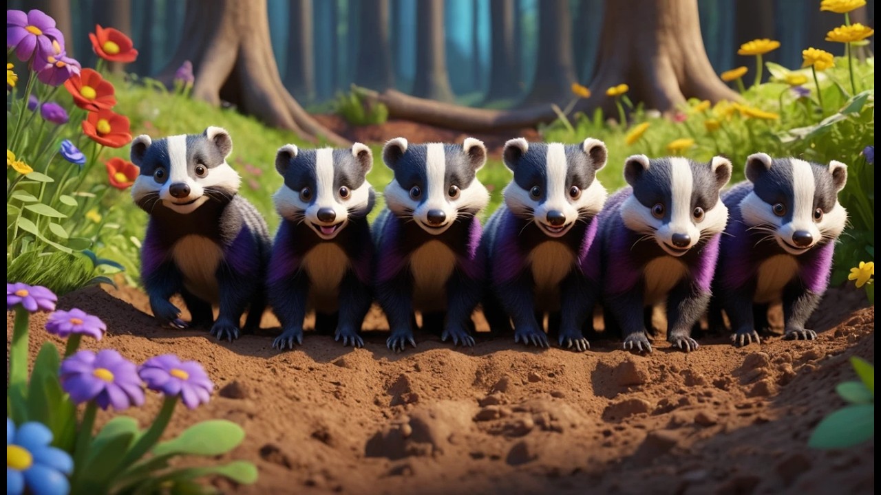 Five Little Badgers Dig Dig Dig | Fun Animal Song & Counting Rhyme for Kids