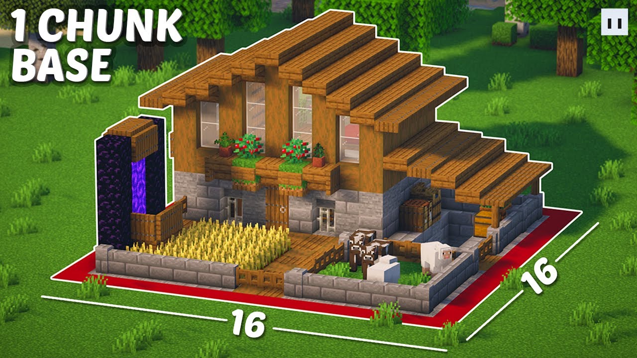 Minecraft : How to Build a One Chunk Base | Simple & Easy Survival Build