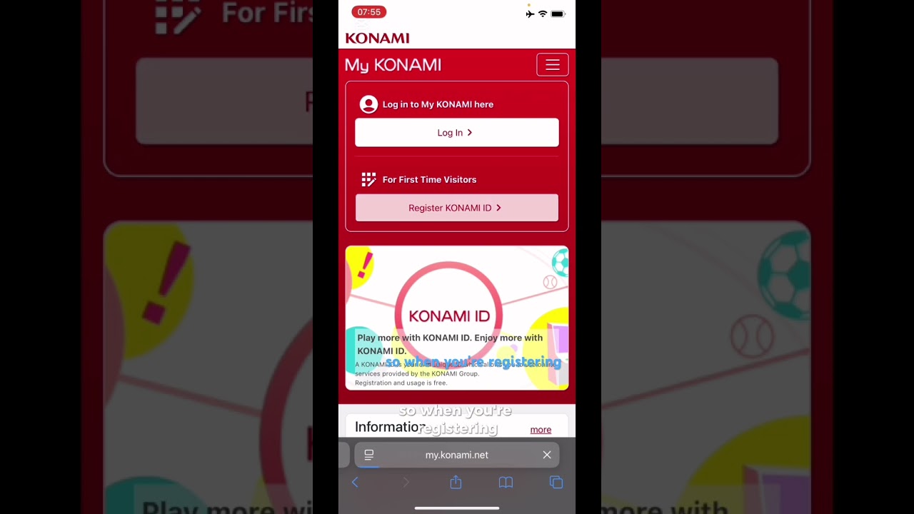 How to create  Konami ID in two minutes