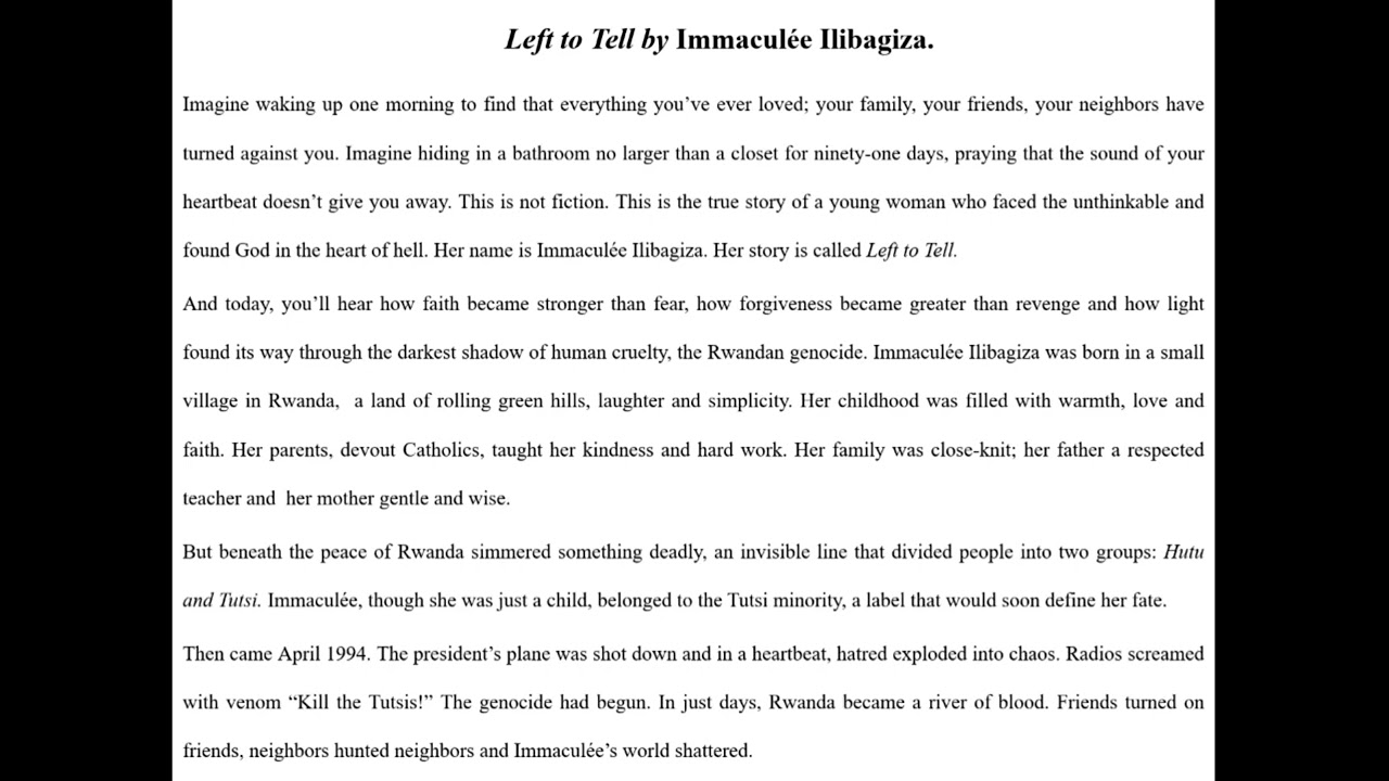 Left to Tell - Immaculée Ilibagiza