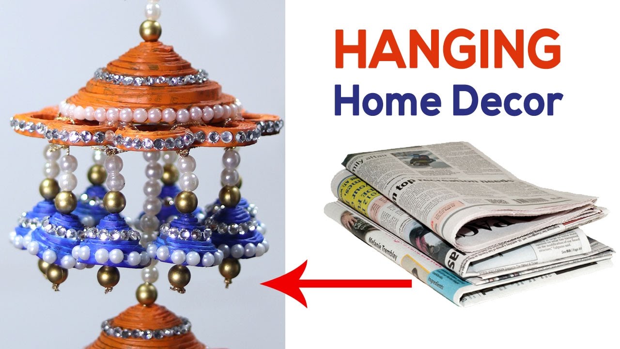 Newspaper Wall Hanging: Best Out of Waste Material Craft | Newspaper Wind Chime