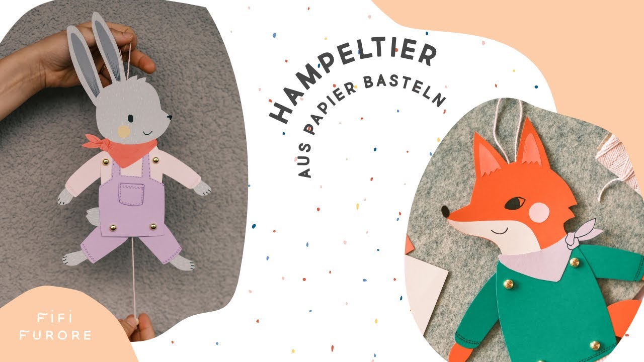 Hampeltier/Hampelmann aus Papier basteln | Kinderzimmer-Deko, Geschenk Kindergeburtstag | Bastelidee