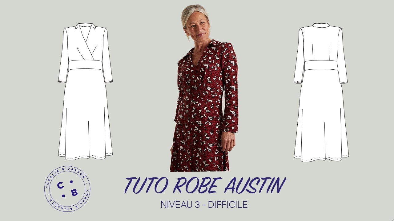 Austin, le tuto du patron de couture de la robe Austin, version col chemise et manches longues