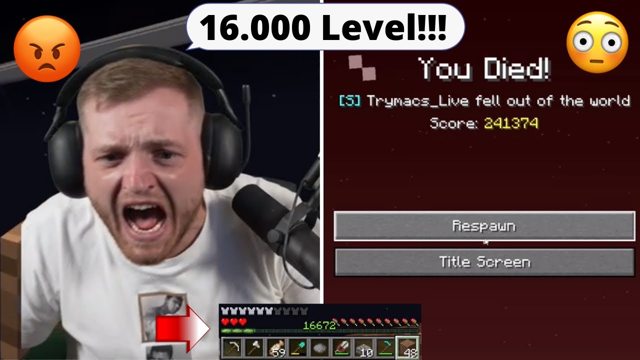 16.000 Level durch brutalen Fail in Minecraft verloren😳👀😡