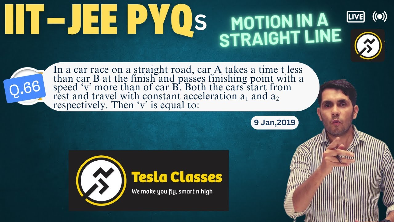 IIT JEE PYQs Q.66 Motion in a straight line JEE Mains JEE Advanced NEET CBSE Boards Tesla Classes