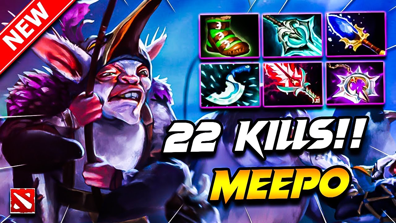 Dota 2 MEEPO Gameplay | x22 Kills! MEEPO DOTA 2 Gameplay | Meepo Carry Build Pro Gameplay Guide 7.39