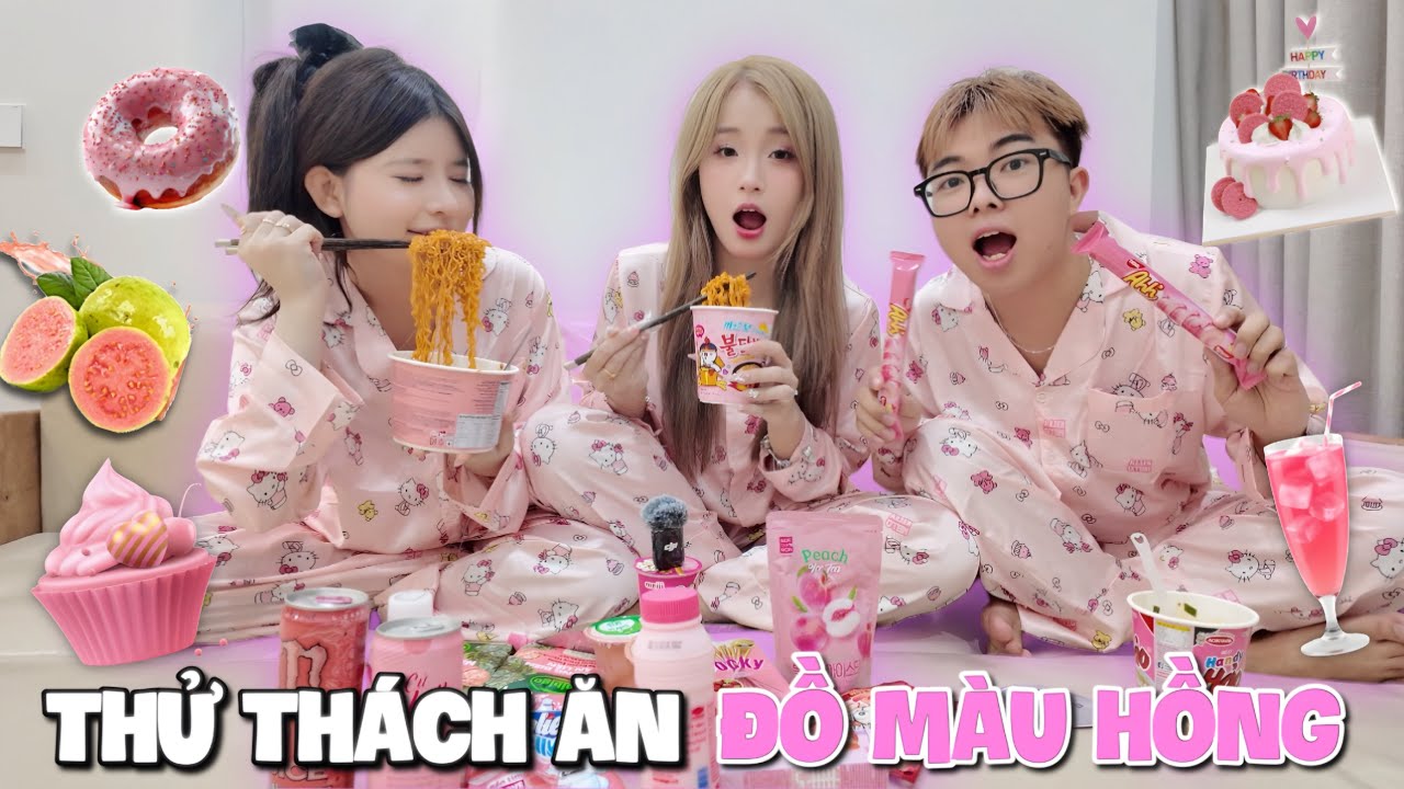 Bình An Và Phước Lộc Cùng Phương Thy Thử Thách Ăn Đồ Màu Hồng Và Cái Kết !!!