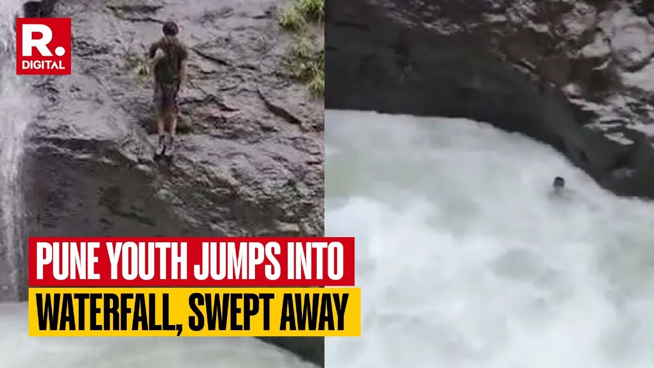 Pune Youth Swept Away In Seconds After Jumping Into Waterfall At Tamhini Ghat, Shows Viral Video