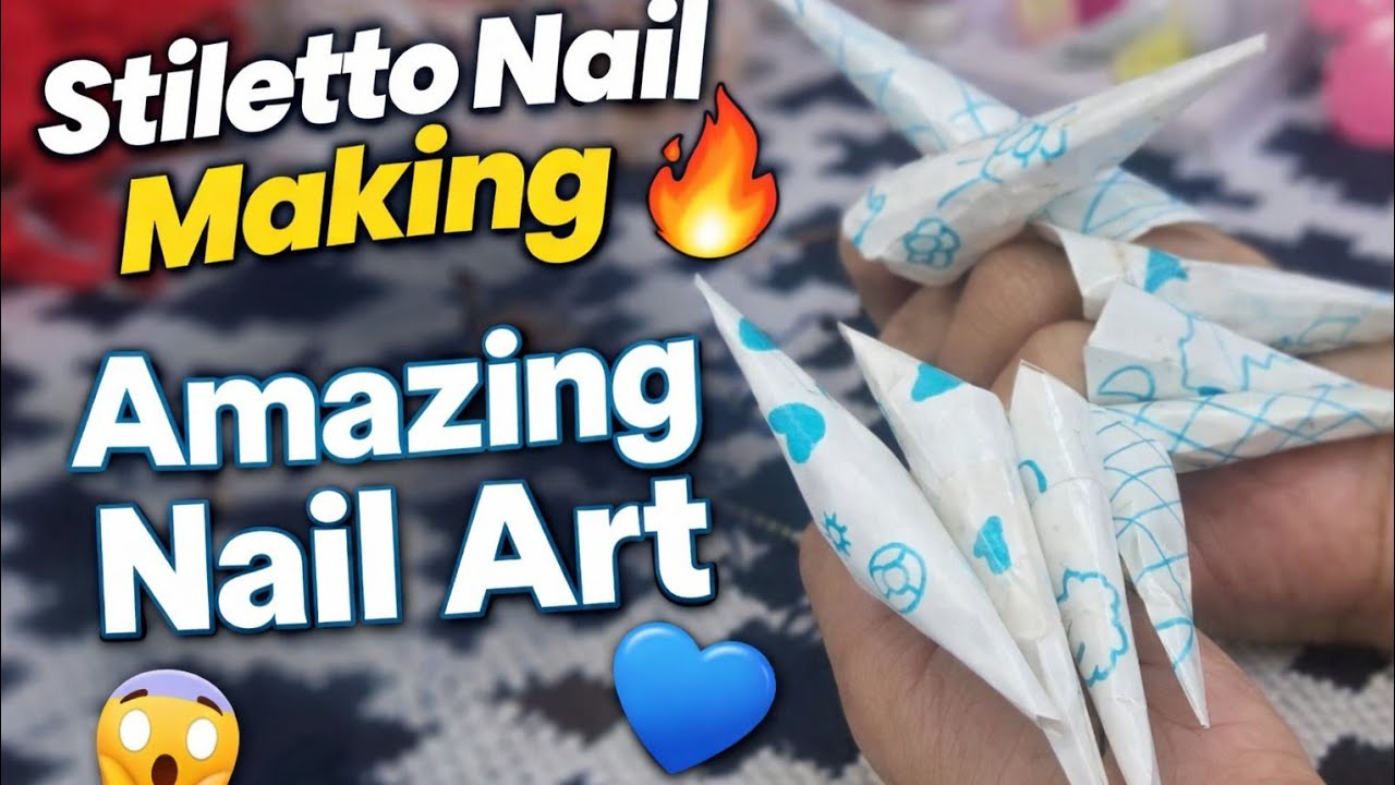 Stiletto Nail Making❤️‍🔥 Amazing Nail Art💙#nailart #naildesign #nails#nailvideo
