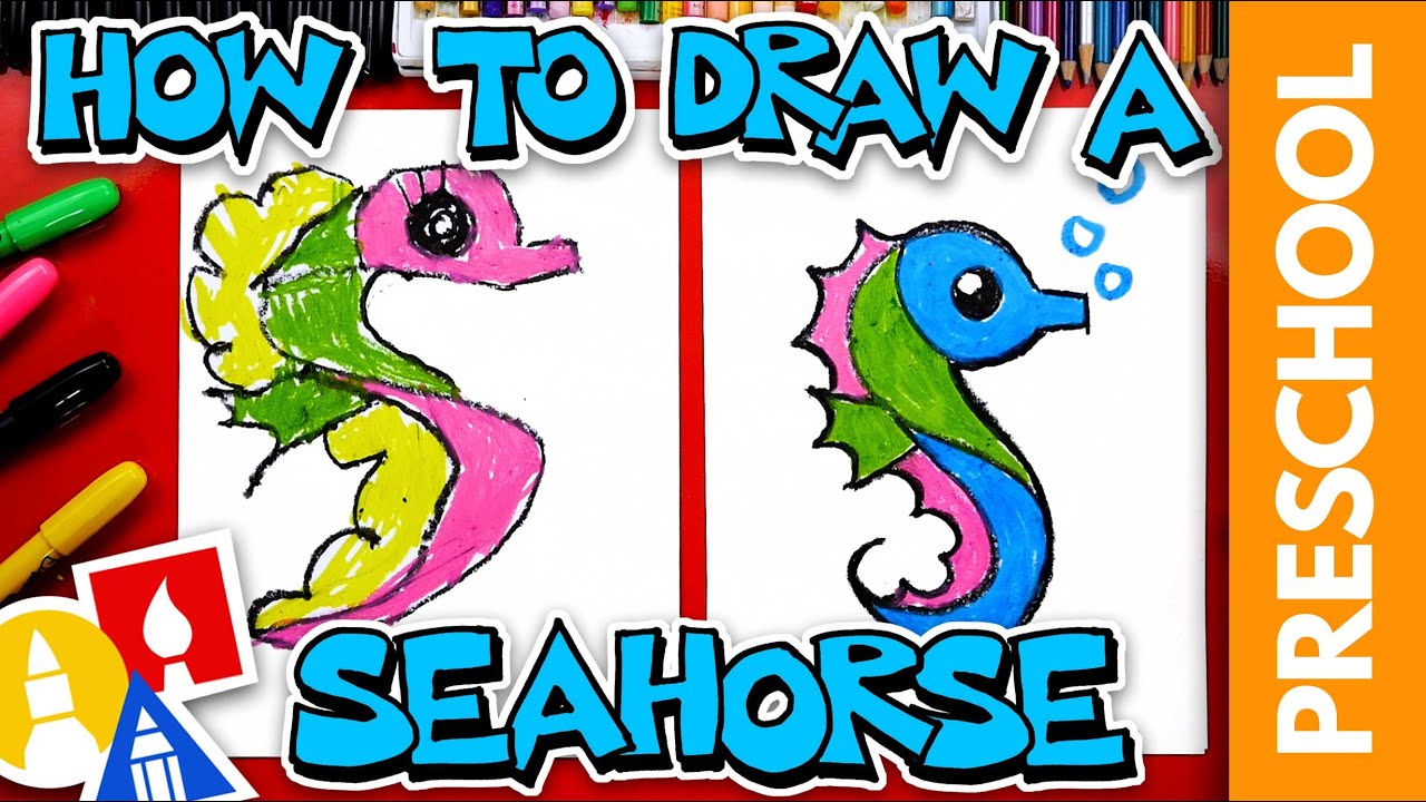 How To Draw A Seahorse - Letter S - Preschool
