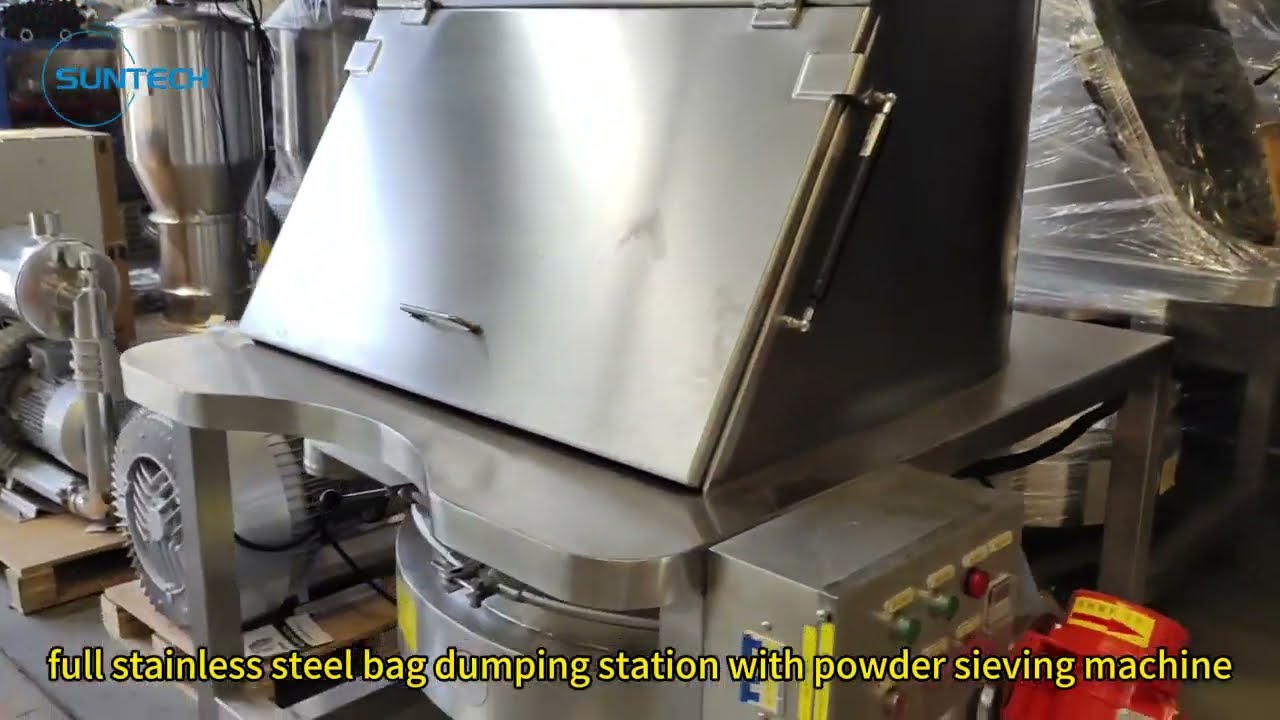 bag dumping station with powder sieving machine