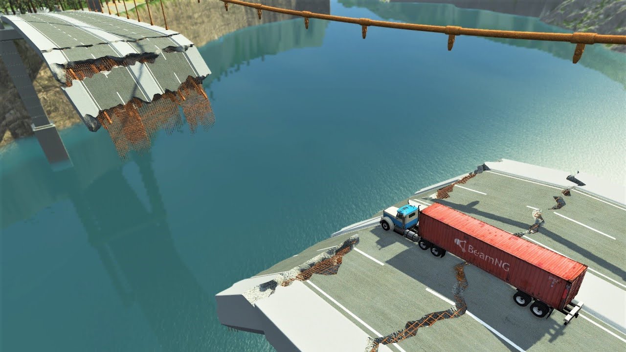 Cars vs Broken Bridge -  Giant Water Potholes - BeamNG.Drive