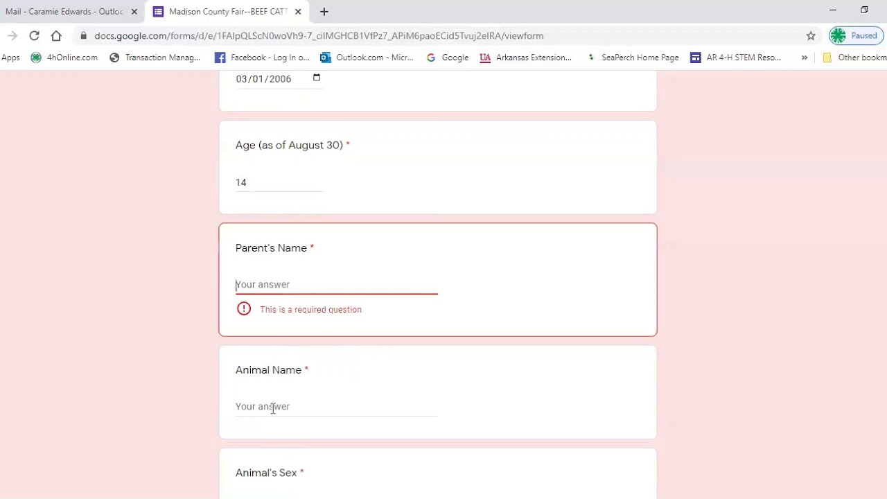 Livestock Entry Form Video