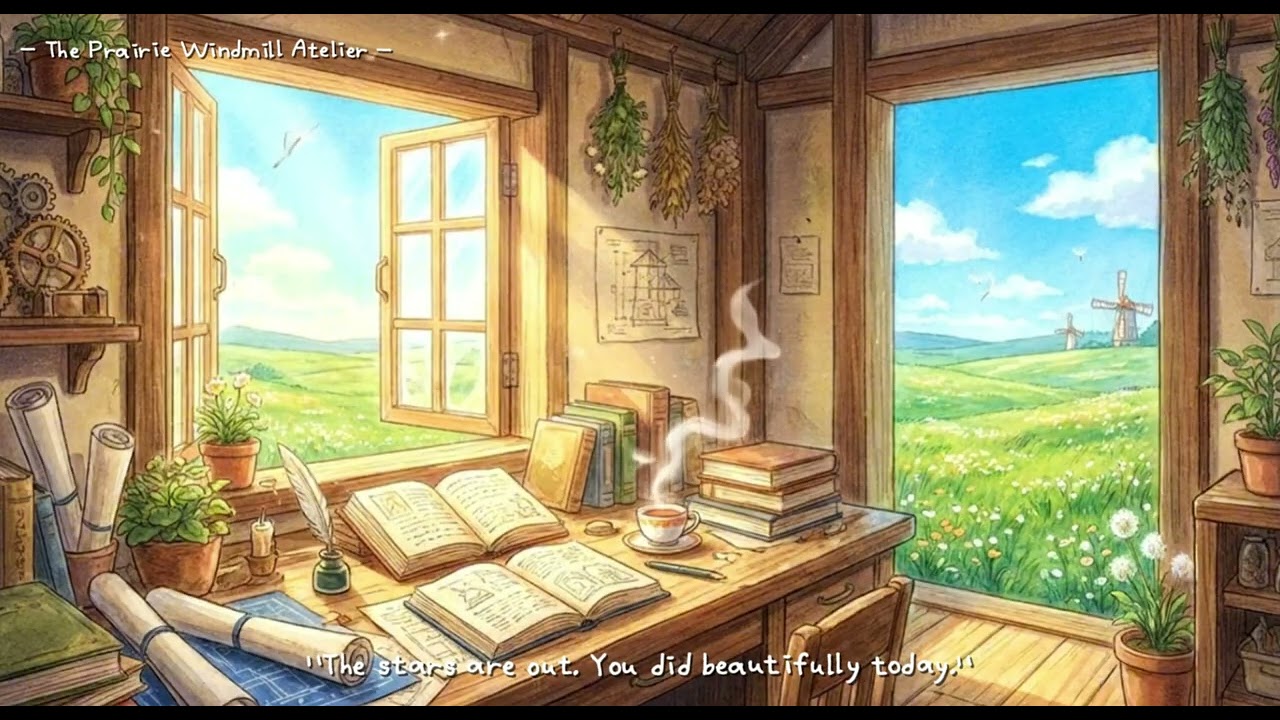 The Prairie Windmill Atelier 🌾 Melodious & Positive Ghibli Music for Deep Focus