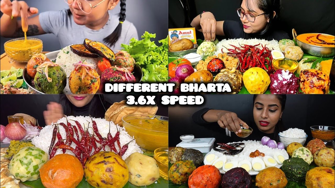 ASMR: Eating spicy Different types of Bharta eating 😍 unlimited bharta with basmati rice Mukbang🤤