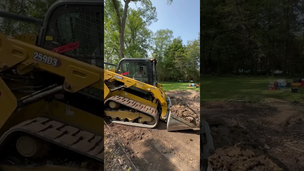 No more shoveling by hand! CAT 259D3 does all the work #outdoorliving #pavers