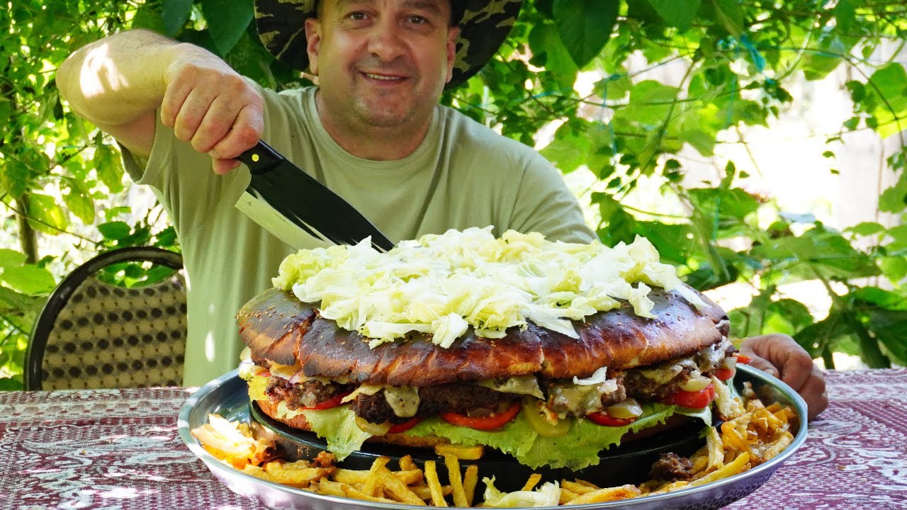 Biggest Burger Yet 🍔 Followed by Authentic Village Cooking #biggestburger  #burger  #burgerking