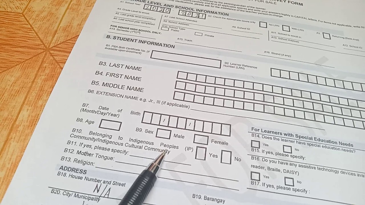 LEARNER ENROLLMENT AND SURVEY FORM FILLING OUT PROCEDURE