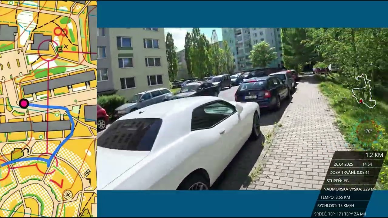 Orienteering Olomouc, sprint relay KSU, masters, 2nd leg, 2025-04-26 | Headcam orienteering