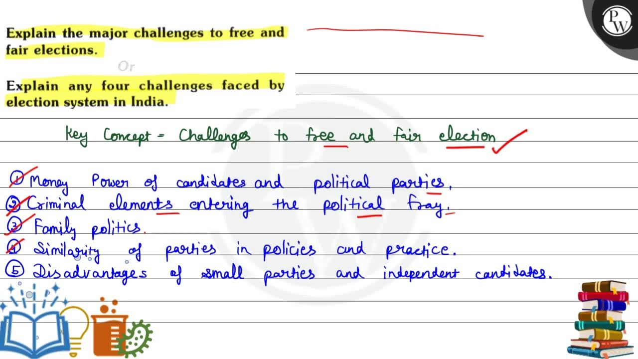 Explain the major challenges to free and fair elections.
Explain any four challenges faced by ele...