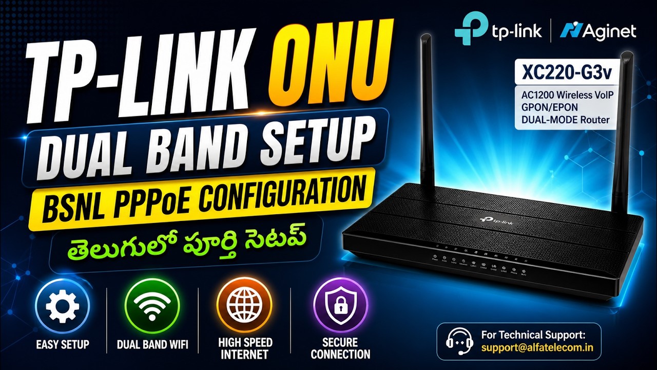 TP Link XC220 G3v XPON ONT Dual BandUnboxing and Configration of WAN | Telugu |  tp link AC1200