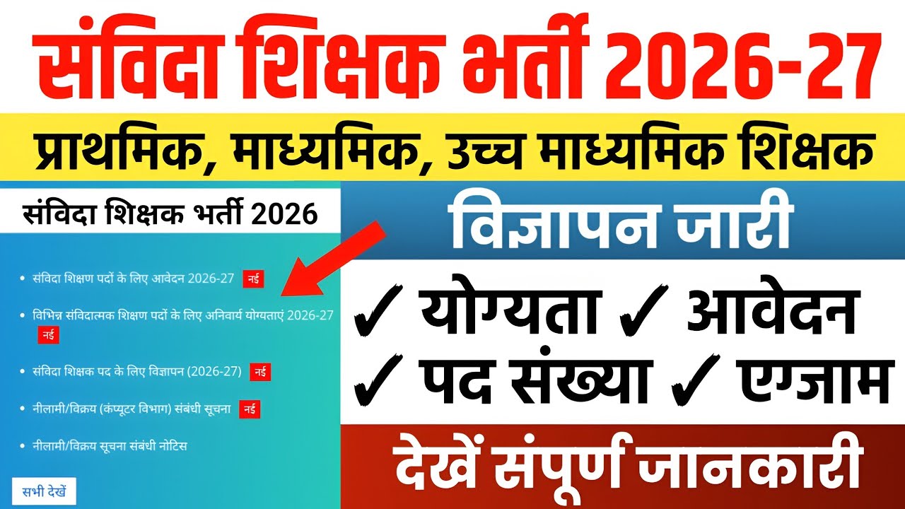 संविदा शिक्षक भर्ती 2026 l Mp Shikshak Bharti Update l Mp Teacher Vacancy 2026 l KVS Vacancy 2026