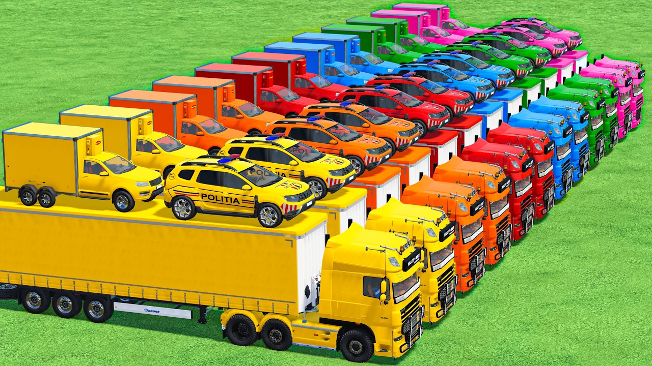 Transporting Longest Trucks With POLITIA Cars & PICKUP Cars In Fs22 | Farming Simulator 22