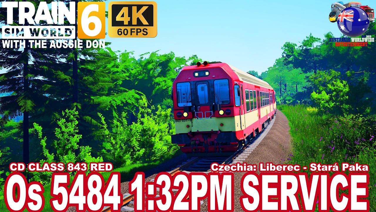 Os 5484 13:32 Сервис - CD 843 Красный - Чехия Либерец - Стара Пака Train Sim world 6