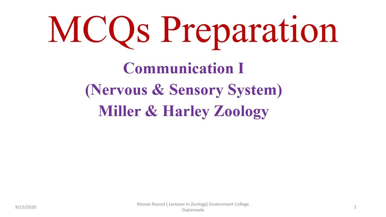 Nervous System & Sensory Receptors MCQs (Multiple Choice Questions)