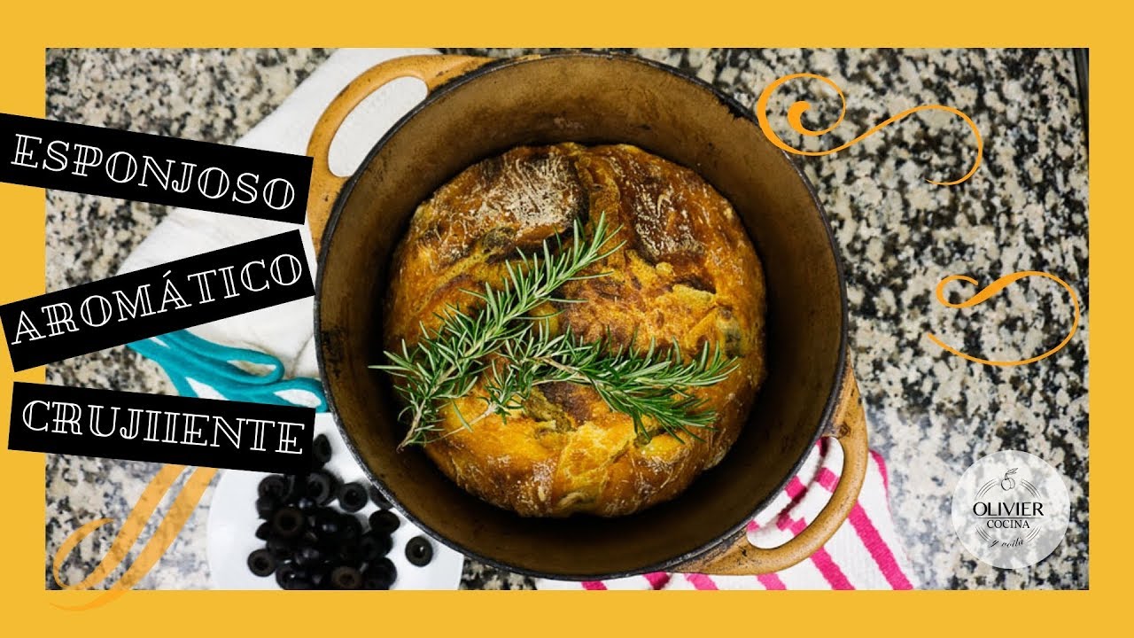 🍞 PAN con ACEITUNAS y ROMERO 🌿 SIN AMASAR 🔥 [RECETA FRANCESA]