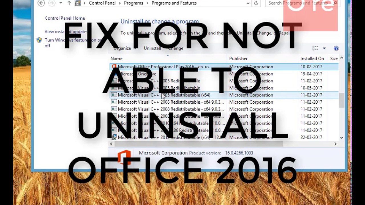 UNABLE TO UNINSTALL MICROSOFT OFFICE 2016 | FIXED! | #opentutorial1