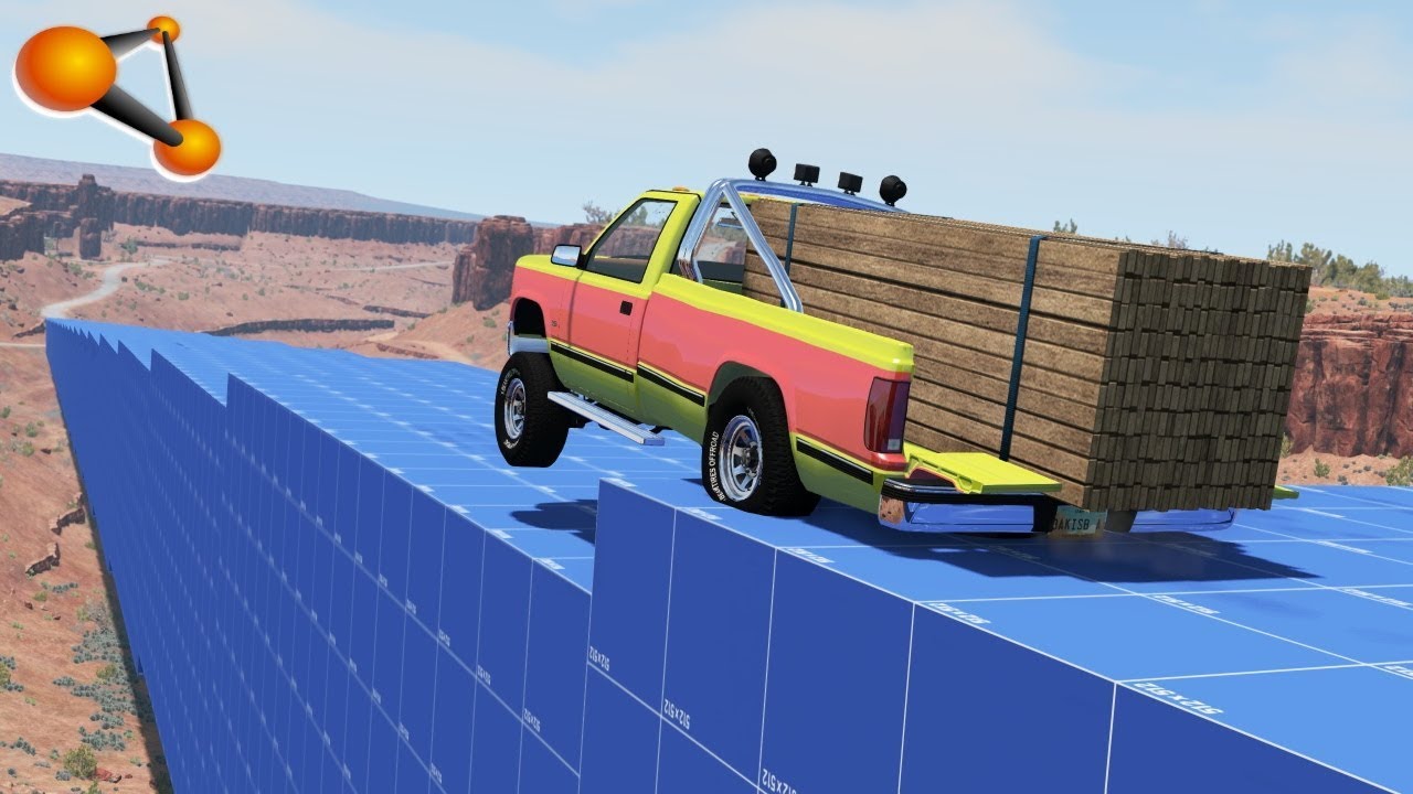 BeamNG.drive - Cars Driving At High Speed Stairs