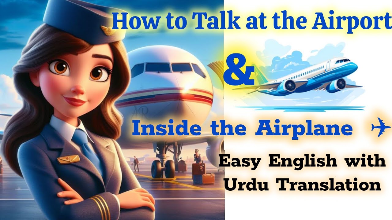 How to Talk at the Airport & Inside the Airplane | Easy English with Urdu Translation ✈️